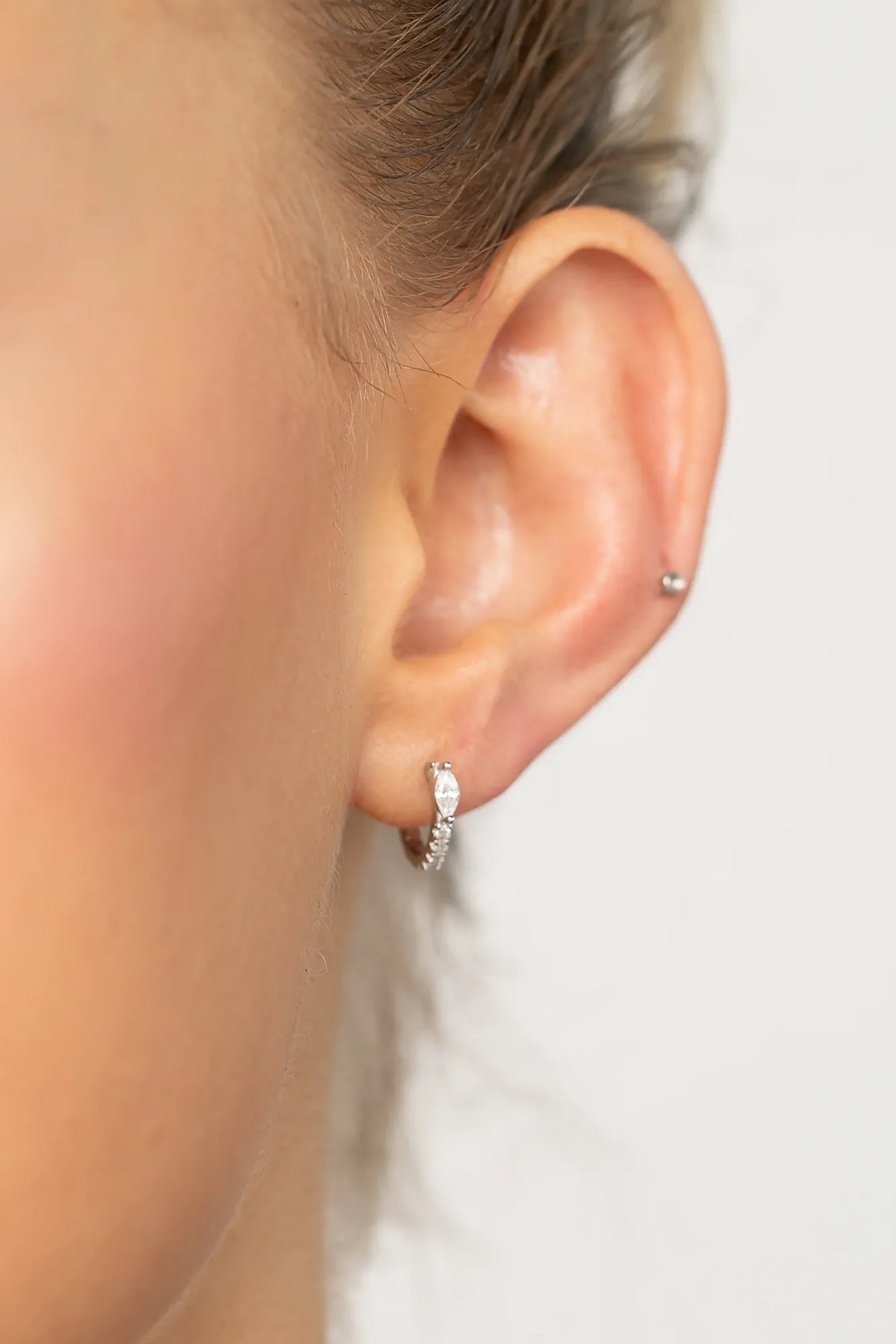 Halo Huggie Hoop Earrings | Silver