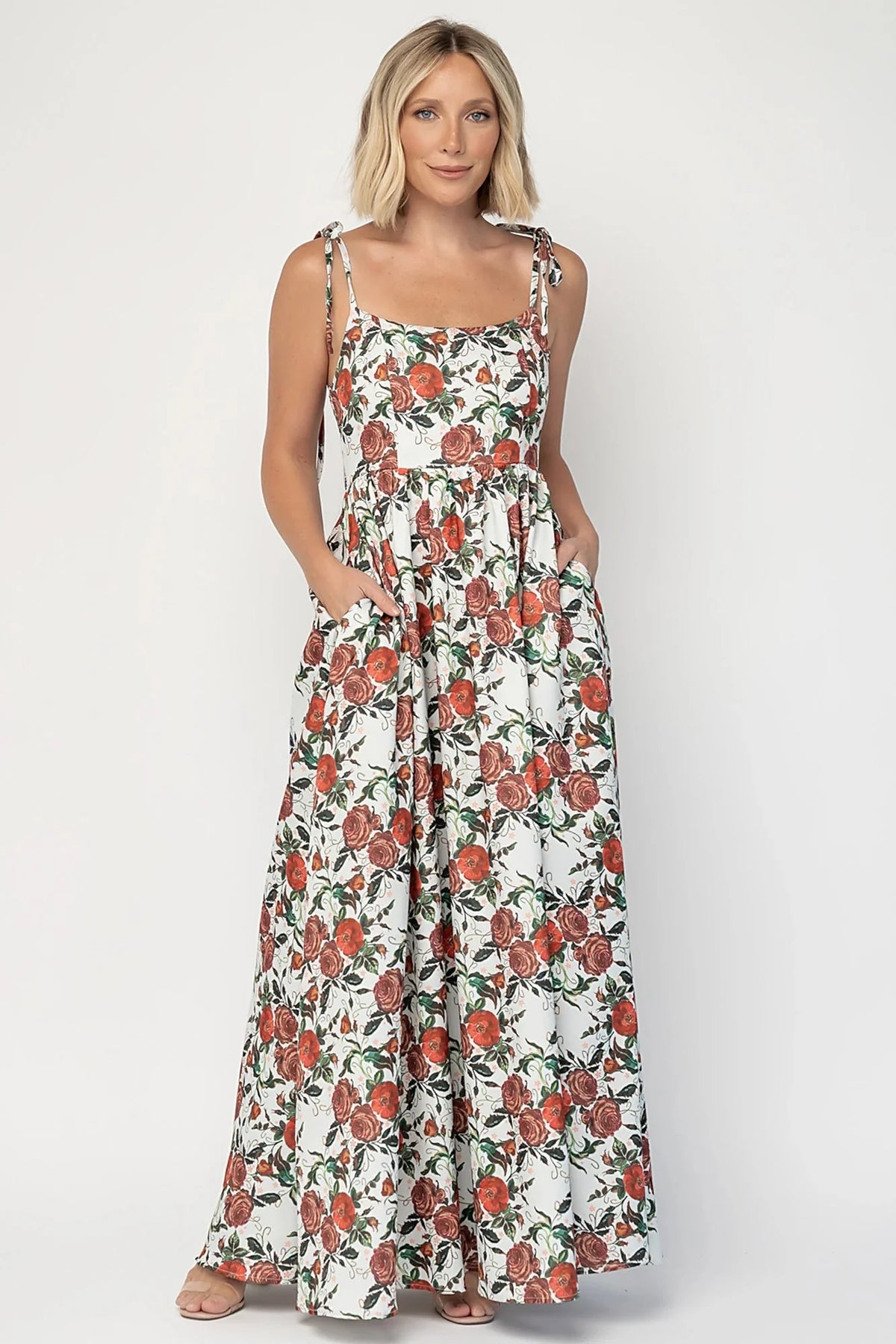 Nadine Maxi Dress | Red + Green Floral