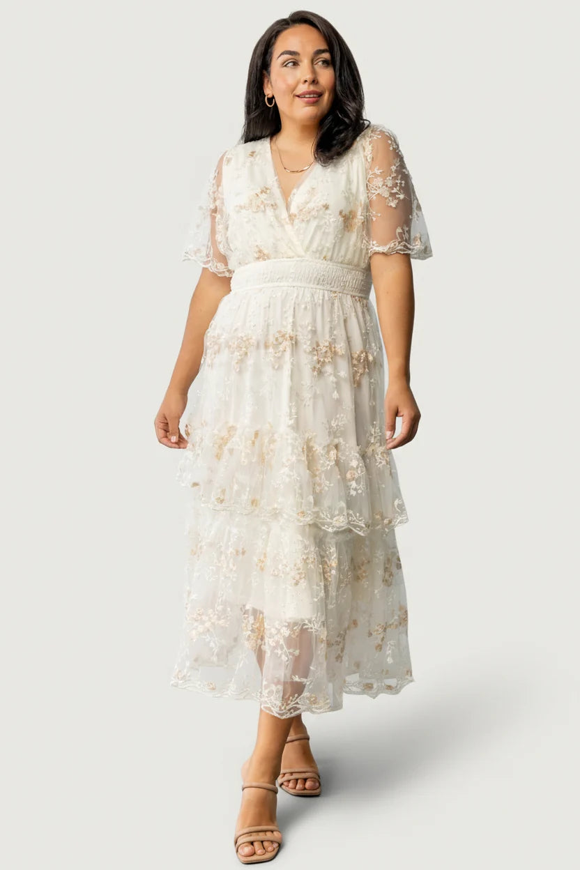Eleanor Embroidered Midi Dress | Cream Floral