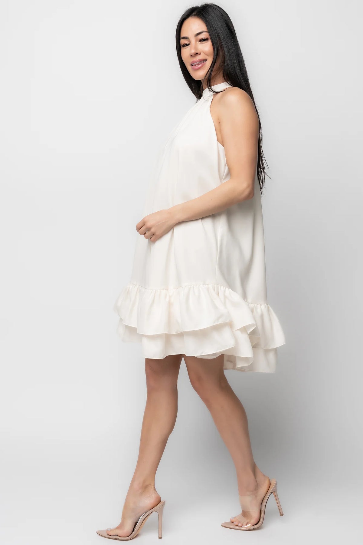 Lulu Ruffle Short Dress | Cream