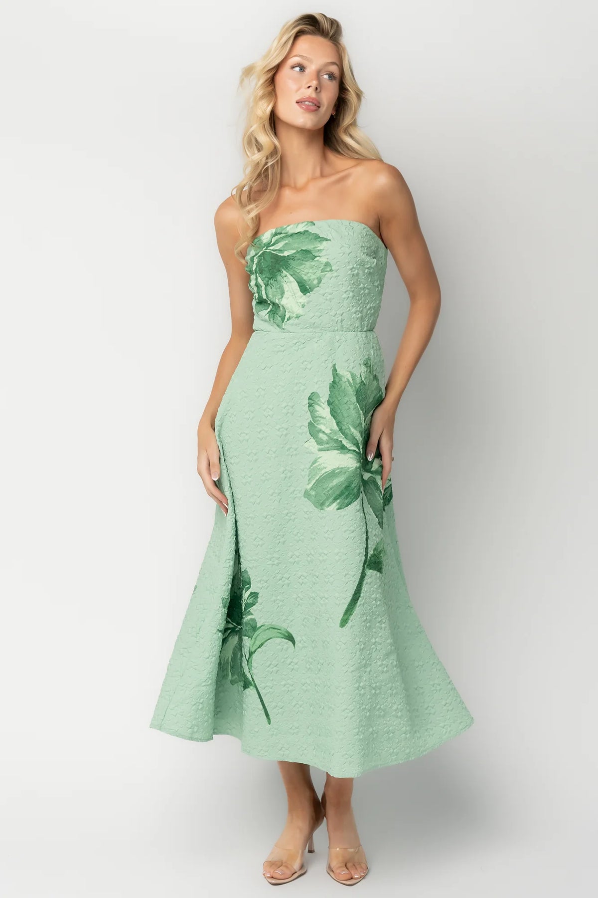 Genesis Strapless Midi Dress | Mint Green
