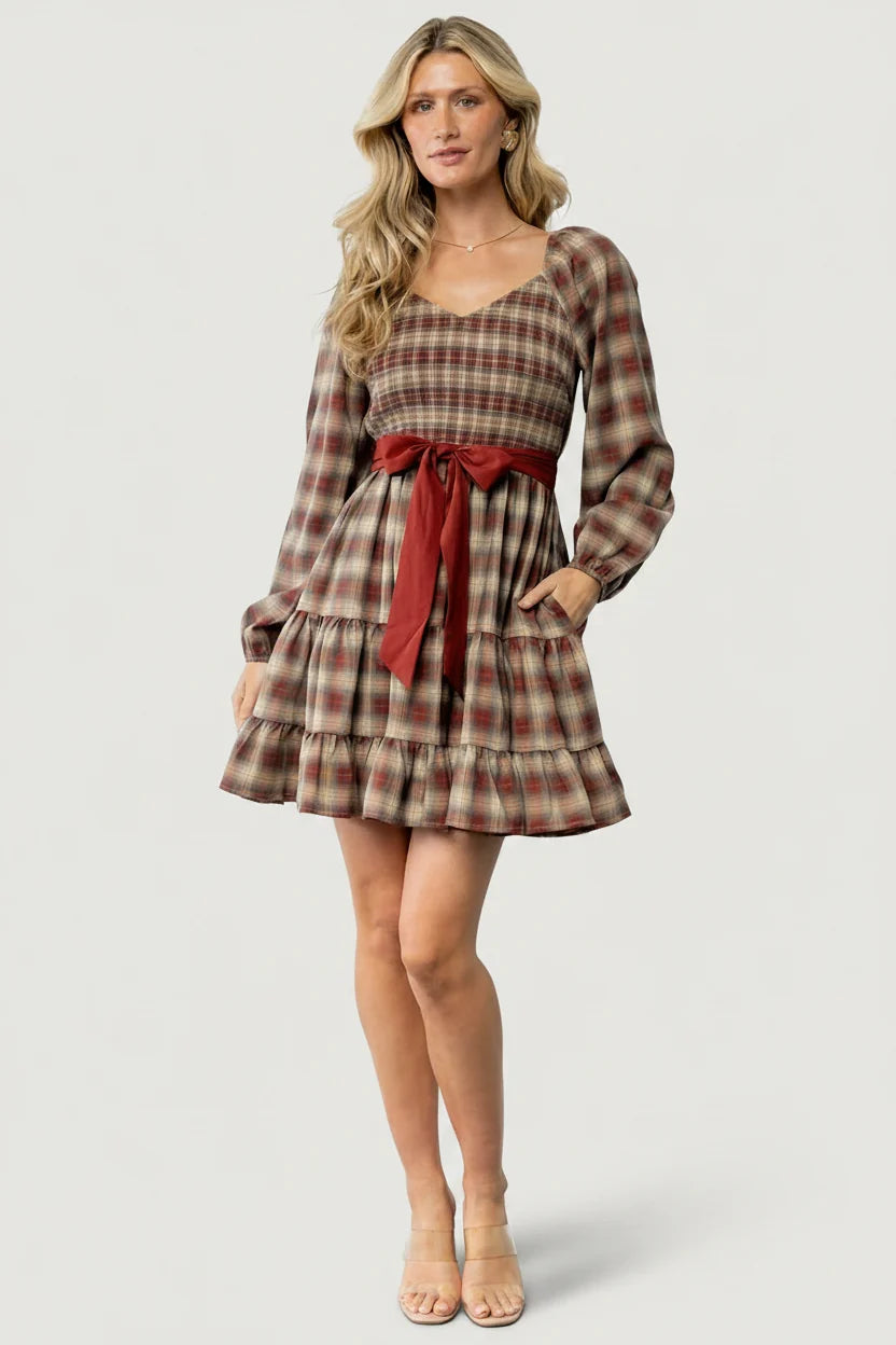Stina Short Dress | Plaid Multi