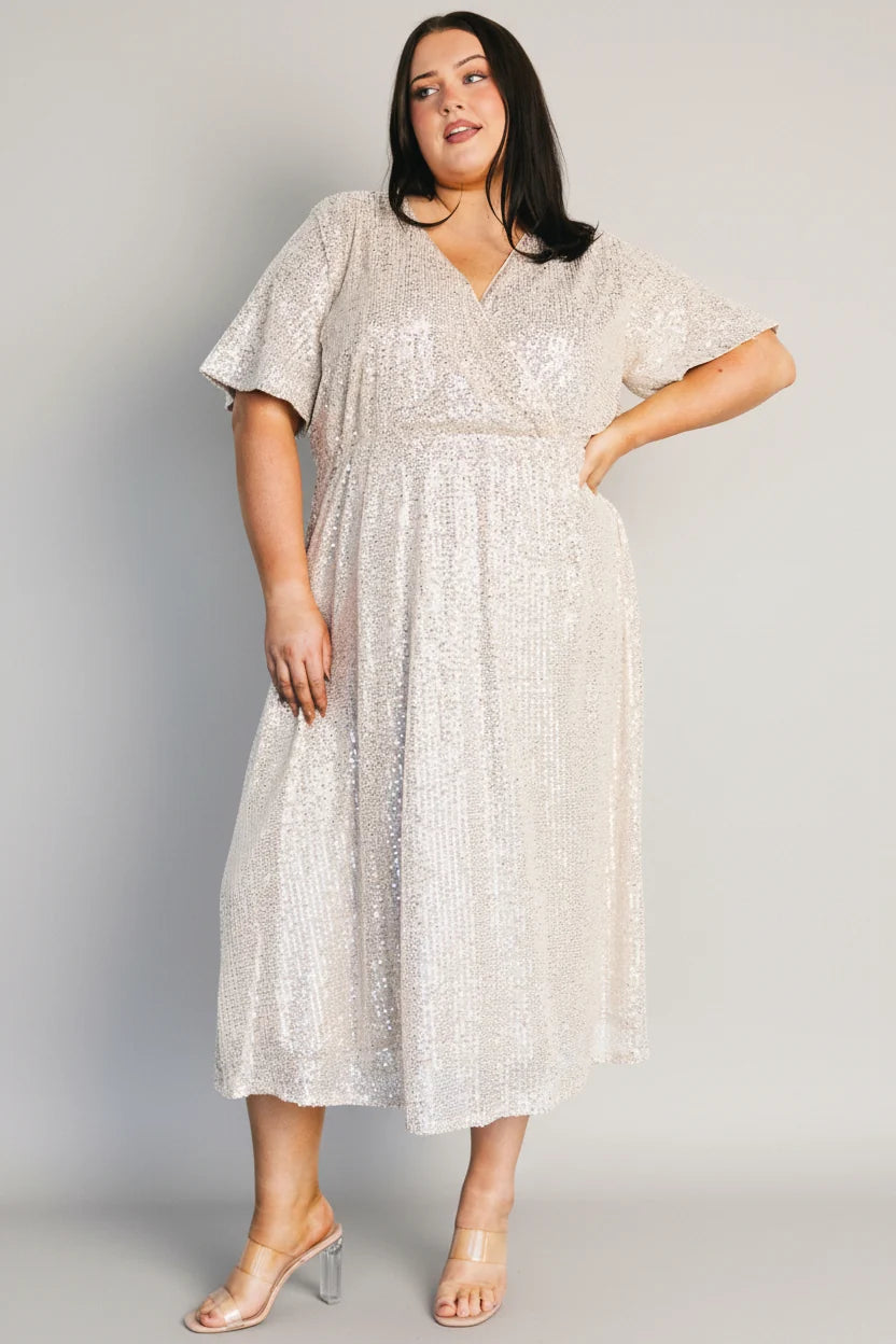 Mayfair Sequin Midi Dress | Champagne