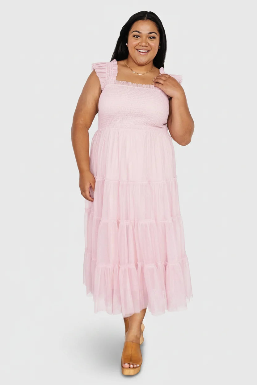 Emma Smocked Tulle Dress | Mauve