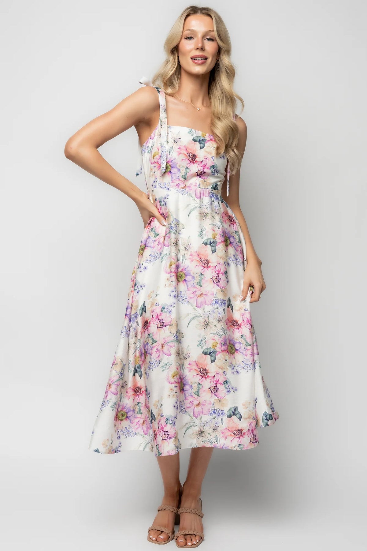 Opaline Midi Dress | Purple + Blue Floral