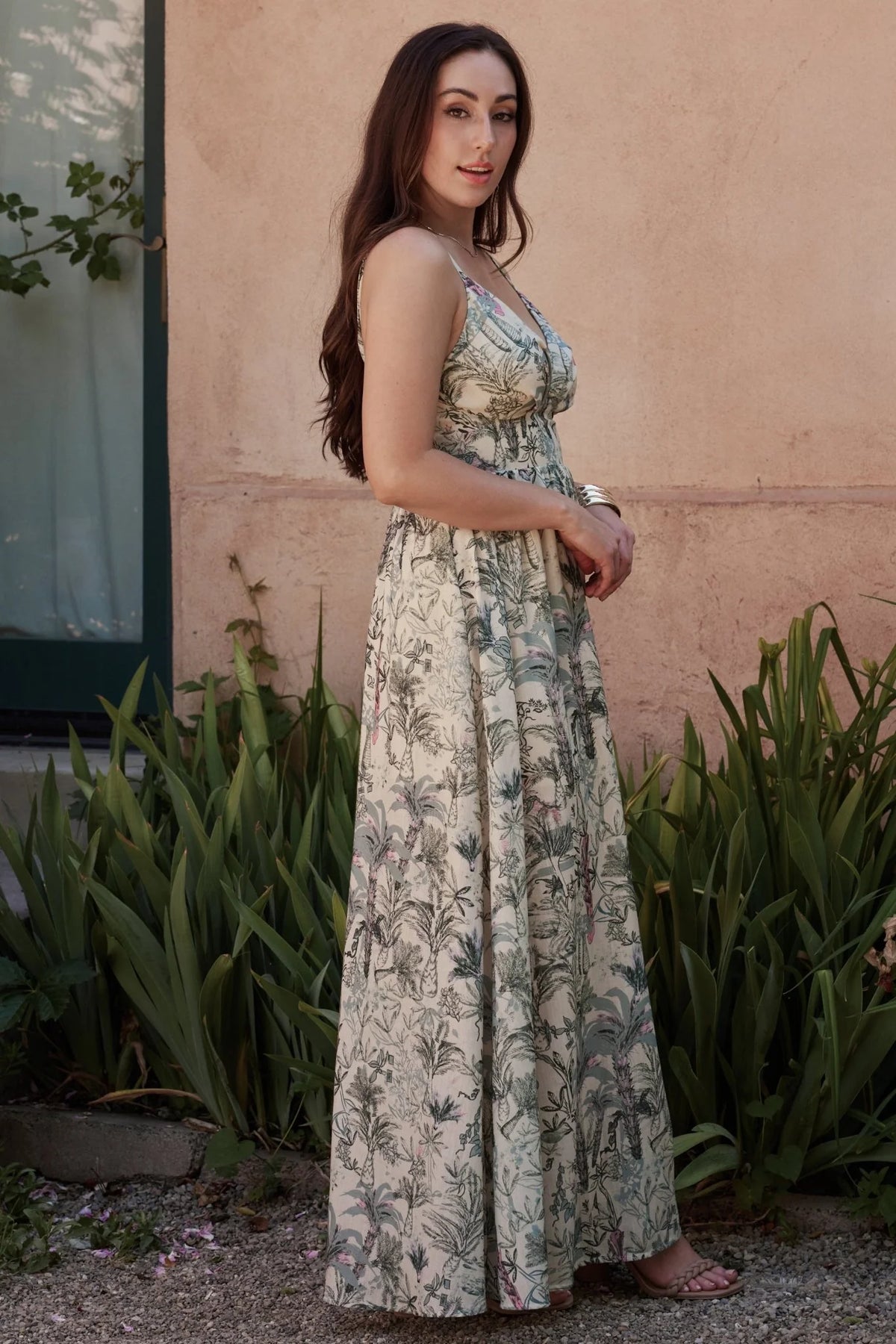 Naia Maxi Dress | Natural + Sage Print