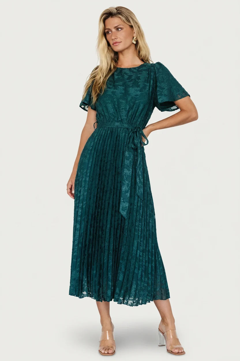 Mindy Pleated Dress | Emerald