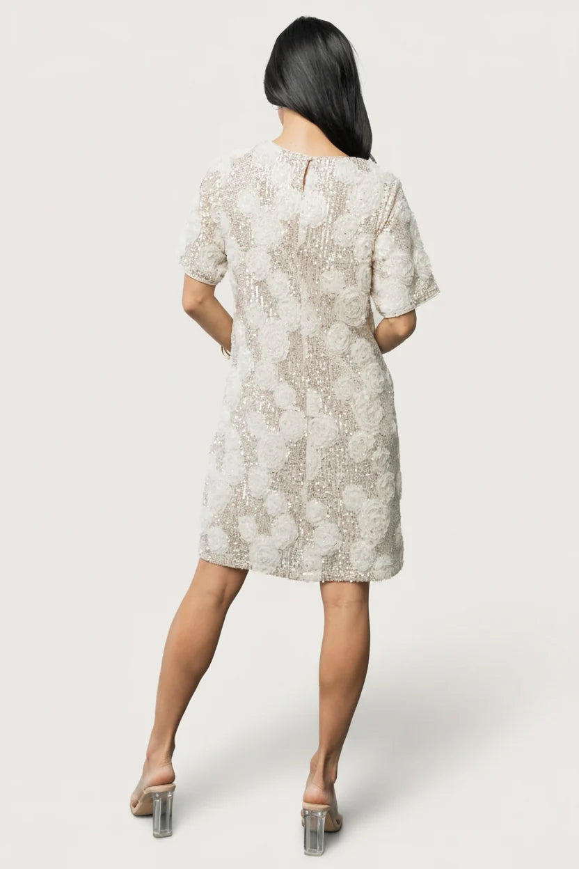 Rhea Sequin Short Dress | Ivory