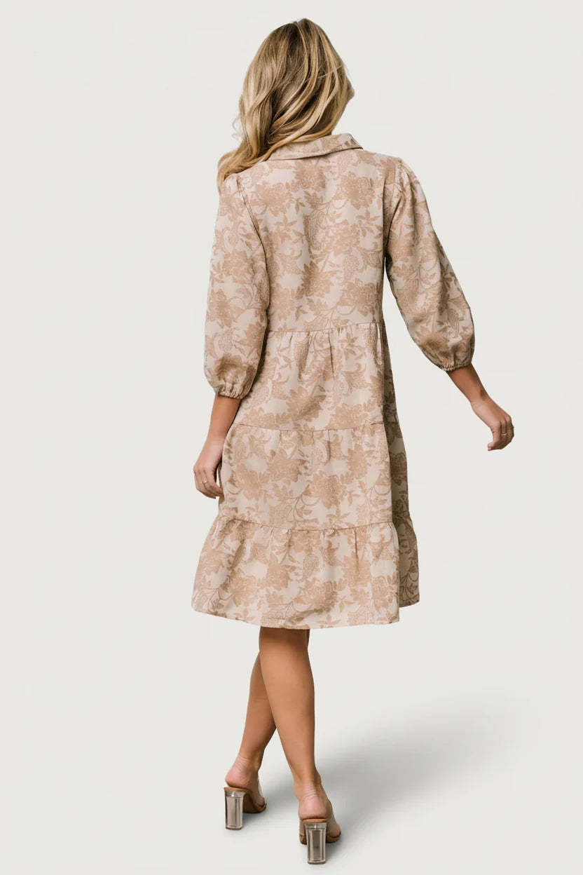 Dakota Babydoll Dress | Taupe Print