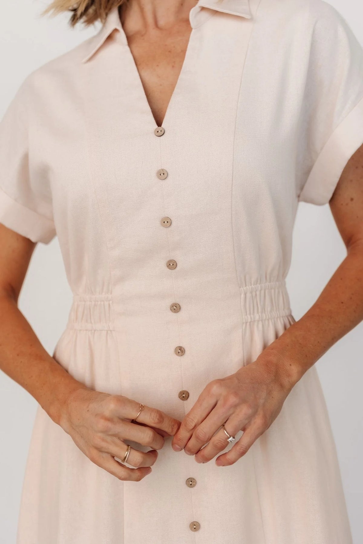Larah Button Dress | Natural