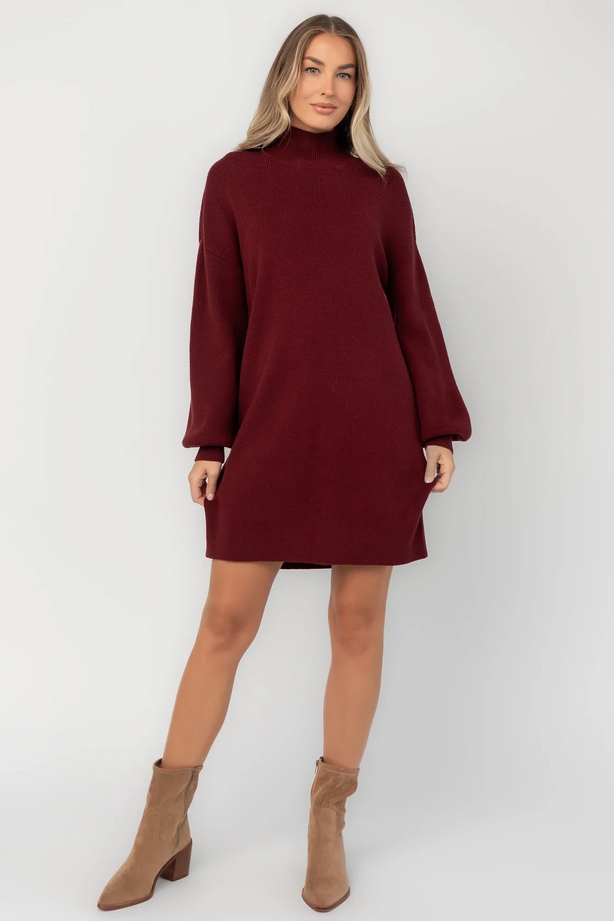 Harlow Sweater Dress | Burgundy