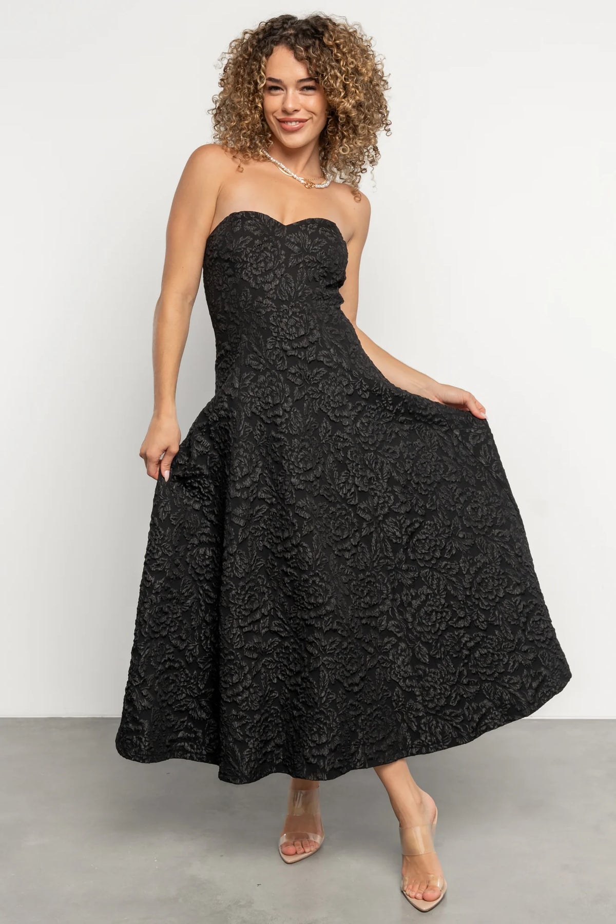 Selene Strapless Midi Dress | Black