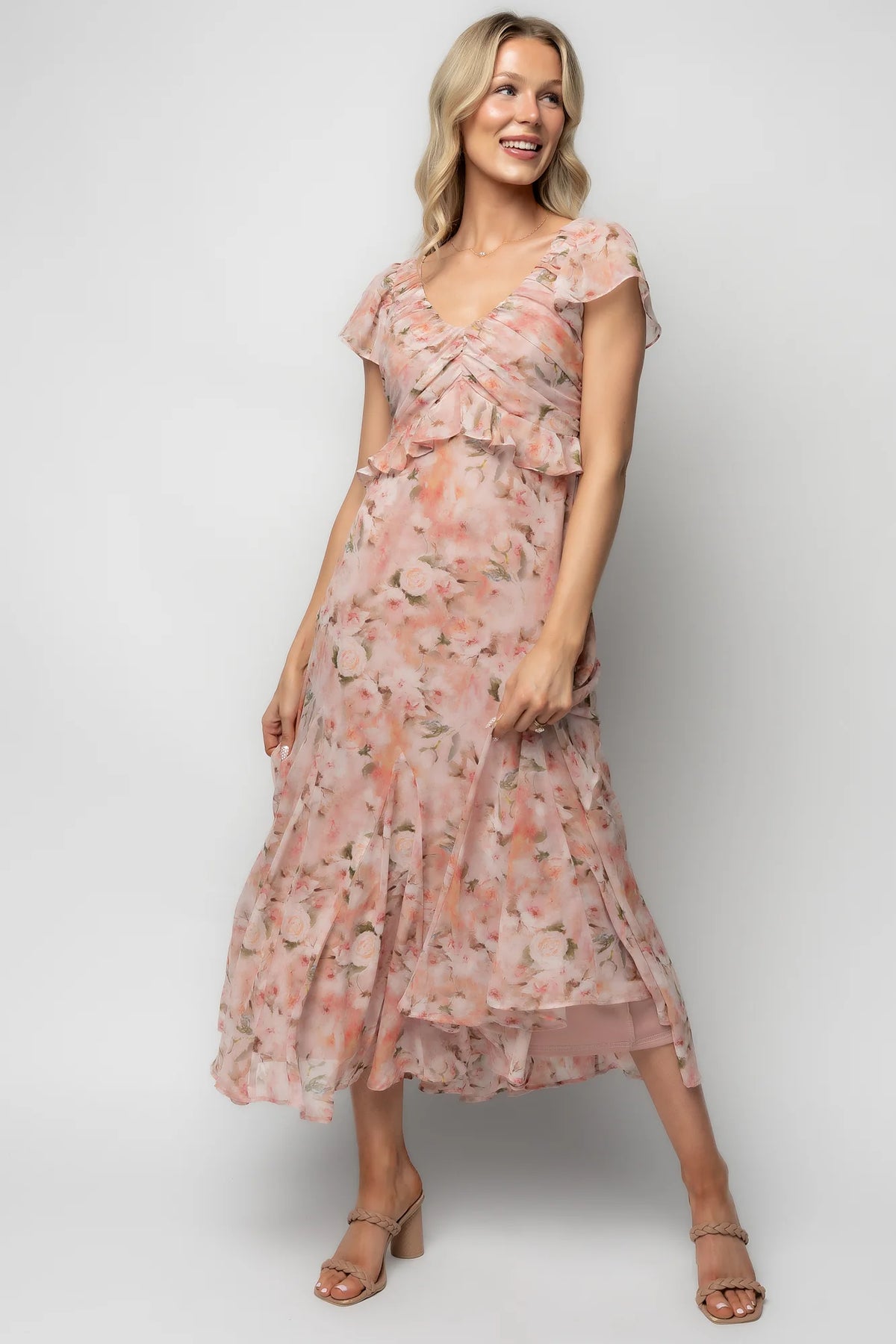 Teuila Midi Dress | Blush Floral