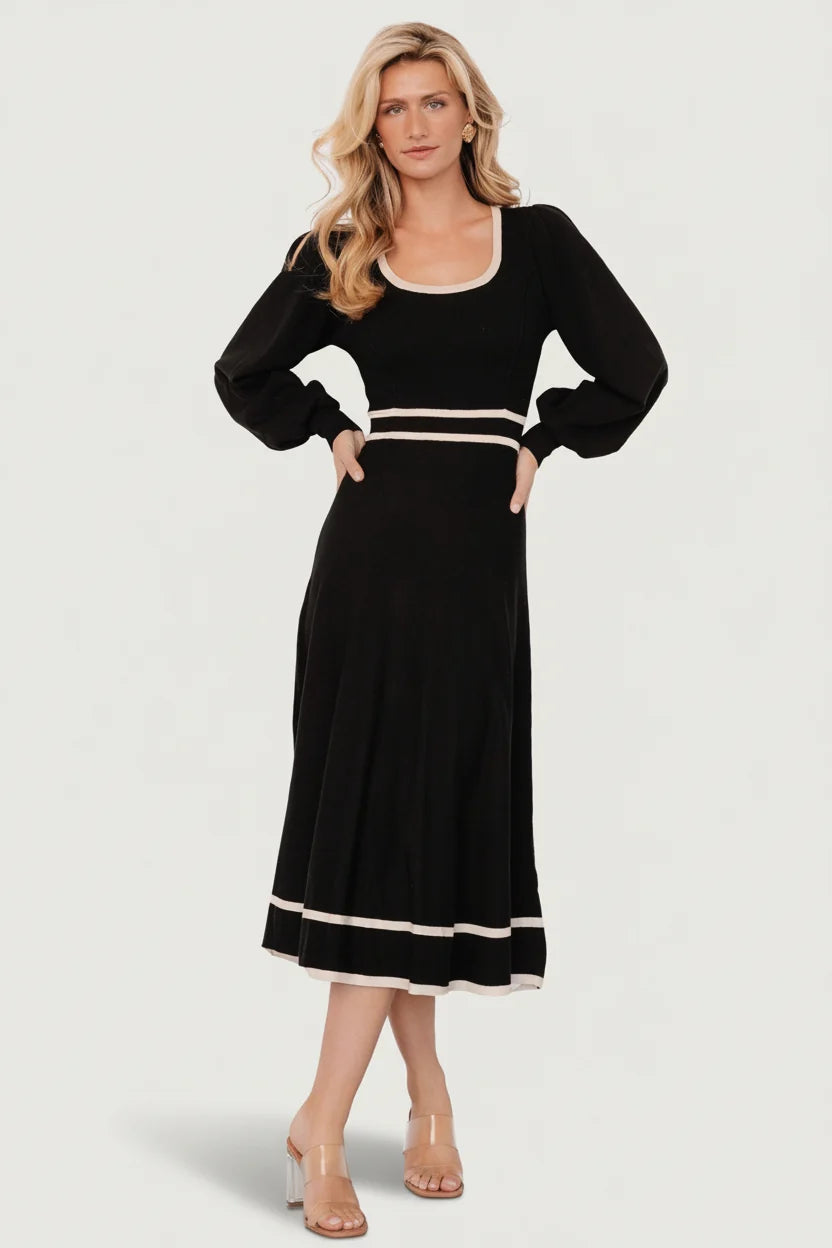 Winslet Knit Dress | Black + Cream