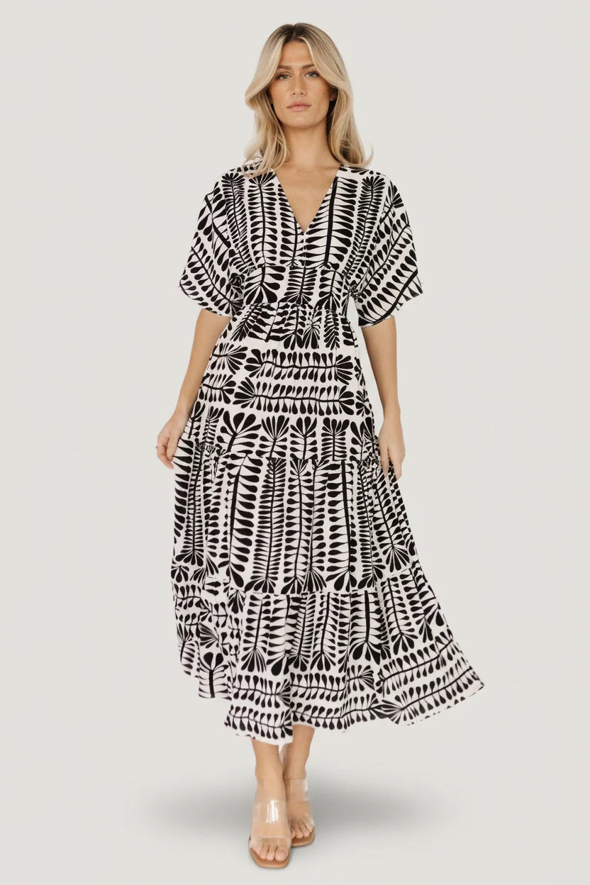 Austin Kimono Dress | Black Print