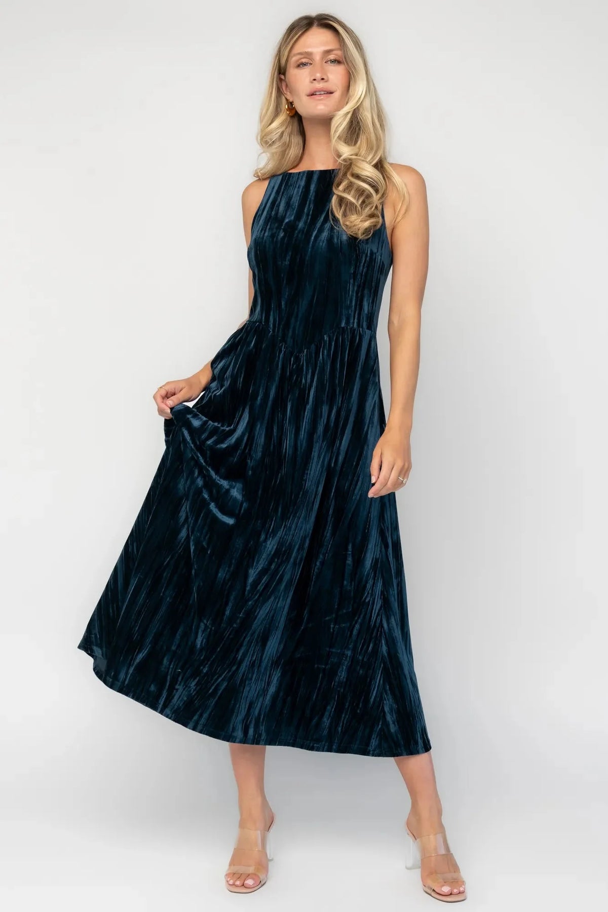 Octavia Velvet Midi Dress | Deep Teal