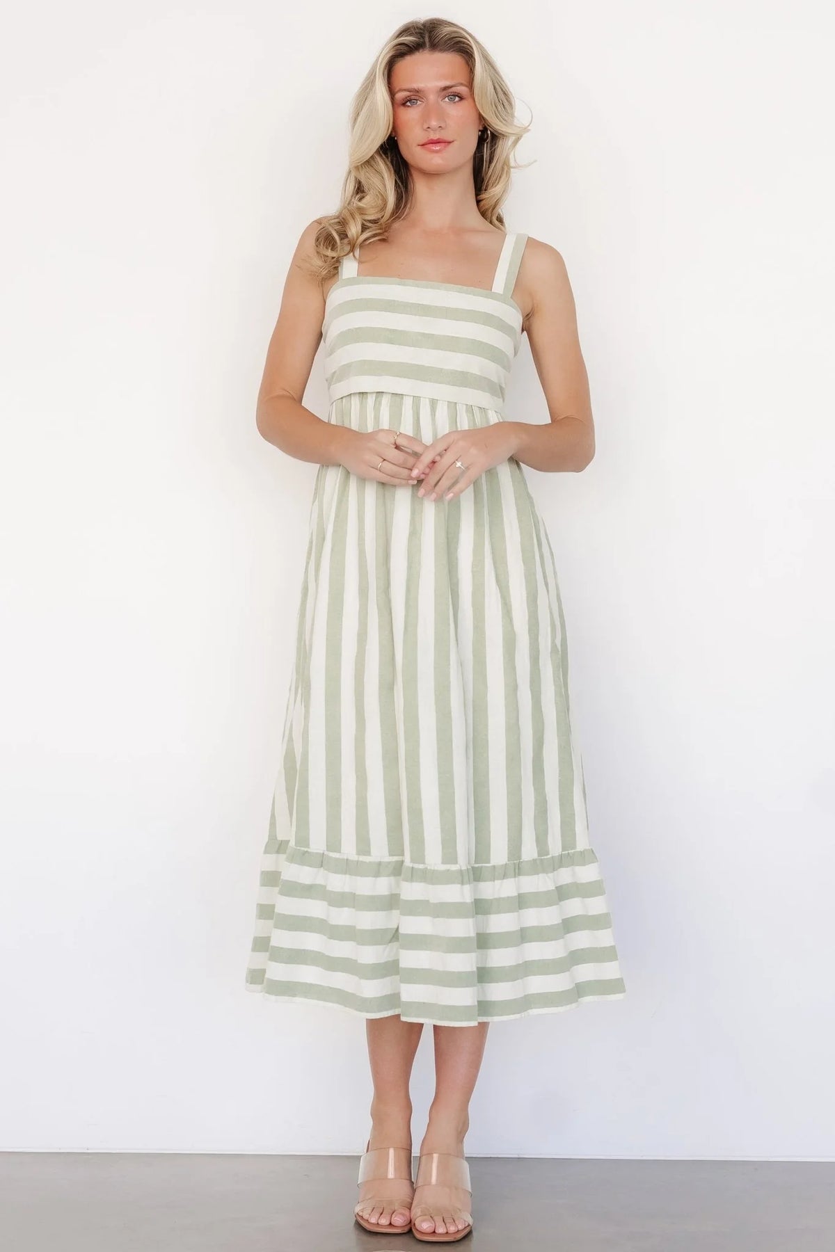 Soren Tie Back Dress | Sage Stripe