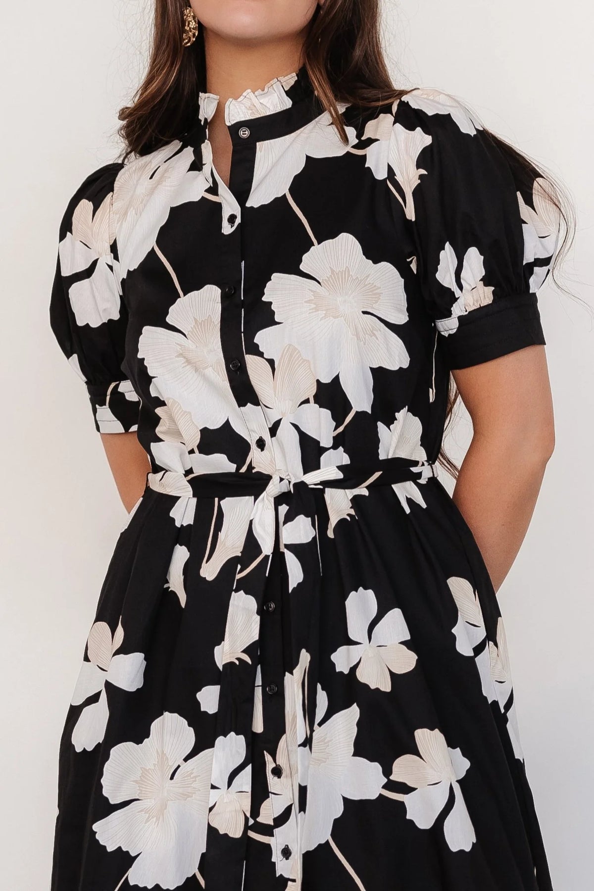 Loewe Button Dress | Black + Off White Floral